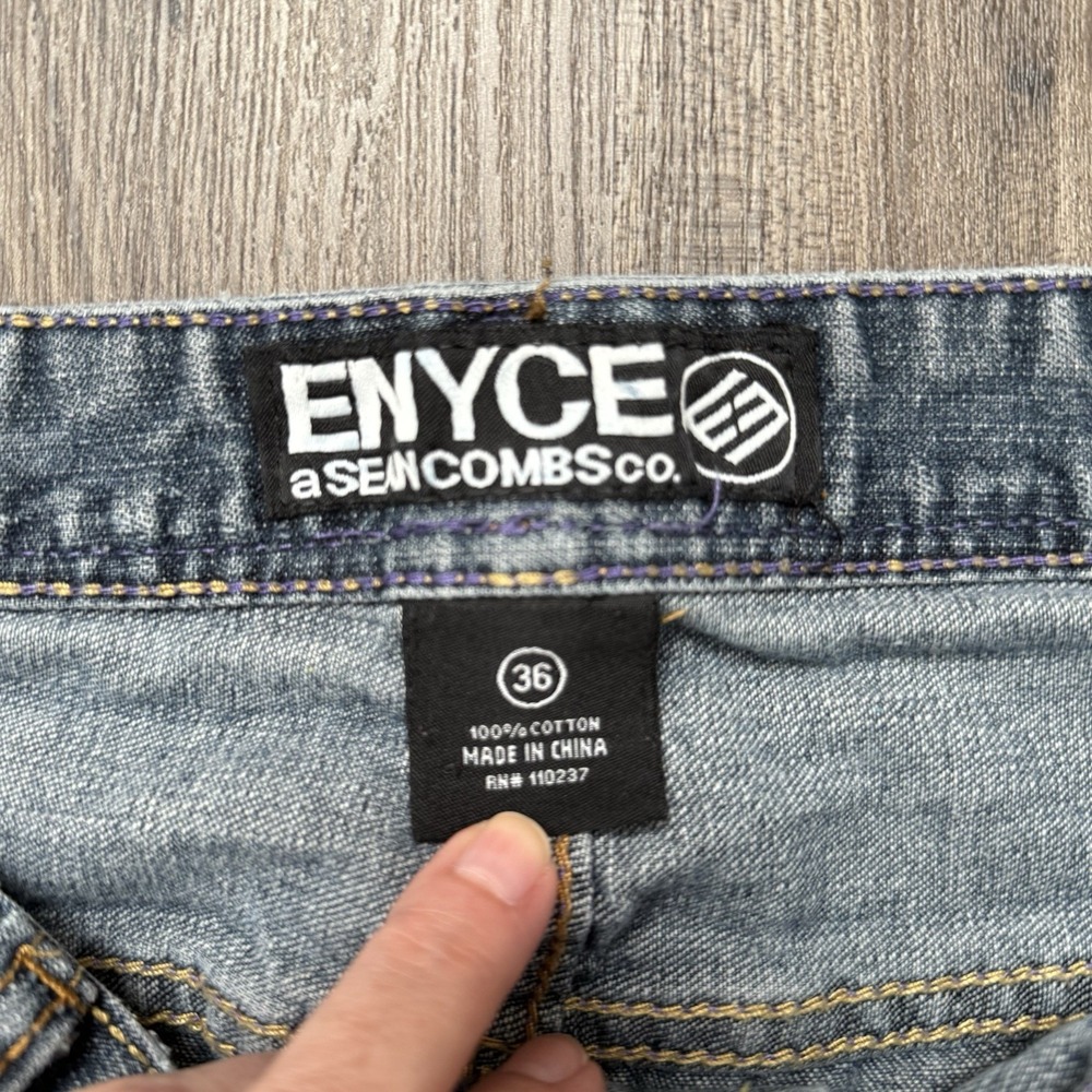 Enyce Jeans Mens 35x30(tag32)Blue Baggy Skater Street Urban Embroidery Y2K - Picture 3 of 14